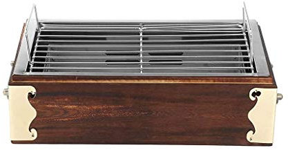 KWMAEEUID BBQ Grill per Esterni Portatile in Legno in Acciaio Inossidabile BBQ Grill per Alimenti Strumenti per Barbecue Stufa per Barbecue a Carbone