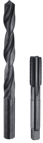 sourcing map Gewindebohrer und Bohrer-Set, 1 Stück M14 x 1,5 metrische gerade Nutgewinde-Gewindebohrer und 1 Stück 12,5 mm Spiralbohrer, Schwarzoxid HSS-6542 Gewindeschneidwerkzeug-Set