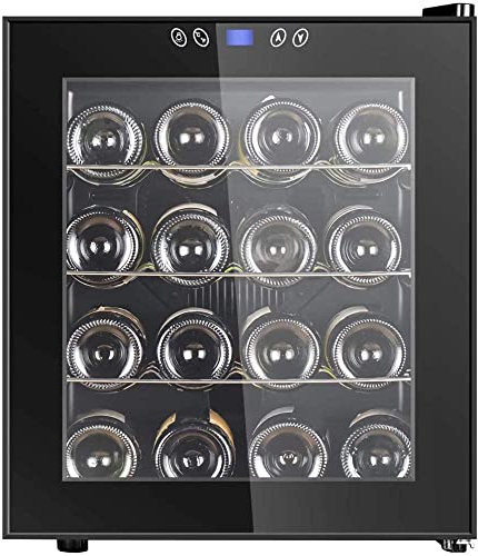 IUBGFTO Enfriador de vinos Refrigerador Termoeléctrico Independiente Bodega Encimera Mini refrigerador para vinos Temperatura y Humedad constantes 16 botellas-16 Botellas