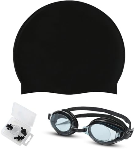 MagiSel Gafas de Natación, Gafas de Natación Niños, Gafas Piscina Antiniebla Ajustables, con Gorro Piscina, Tapones Oidos Natación Y Clip De Nariz Impermeable, para Natación Entrenamiento de Nadar