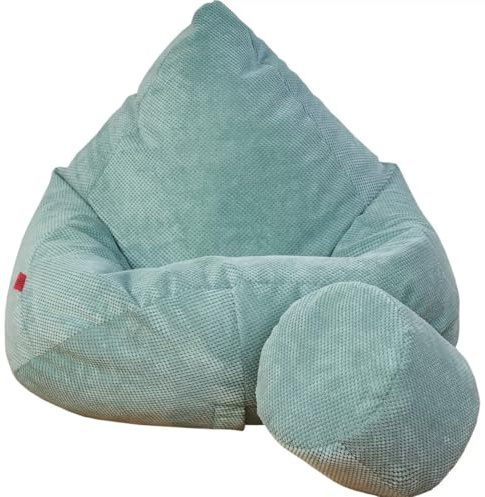 Slevobox Sitzsack mit Hocker Minze 95x95x120 cm - XXL Sitzsack Erwachsene mit Füllung - Schlafzimmer und Wohnzimmer Möbel - Samt Indoor Sitzsäcke - Bean Bag - Lounge Sessel