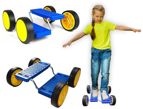 Balance Circus Pedal Toy for Kids - Pedal Go Racer Ride On Toy Prop 4 Wheels Stepper- Blue Children's Foot Racer Toy for Outdoor & Garden Games by Playlearn