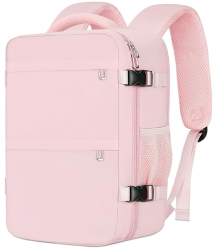 Cmezevi Mochila Viaje Cabina Avion 40x20x25, Mochila de Cabina para Ryanair, Maletas de Viaje Cabina, Travel Backpack, Mochila Portatil Hombre Mujer, Equipaje de Mano Bolso Mochilas 20L - Rosa