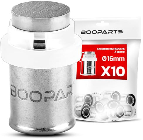 BOOPARTS – 10 pezzi – Tappo multistrato Ø16 mm a crimpare – Contorno TH – Raccordo idraulico per tubo multistrato