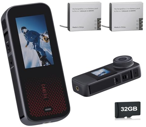 Nvgfelis Camera Sport 1080P FHD avec Carte Mémoire 32GB,Caméra Sportive à Double écran,avec Deux Piles Rechargeables1350mAh Camera Moto et kit d'accessoires