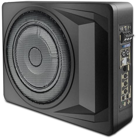 litillbuly 1200W Car Subwoofer,10 Inch Slim Under Seat Car Subwoofer and Amp Package Powered Subwoofer for Car/Truck, High/Low Level Inputs Remote Control Enhanced Bass,Perfect for Truck/SUV/Jeep/MPV