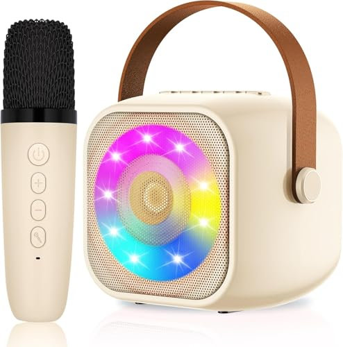 Mini Karaoke - Bluetooth Portatile Karaoke Speaker cassa, altoparlante extra Bassi with con giochi di luci ideale per adulti e bambini 1pcs Wireless Microfono e una cassa karaoke portatile.