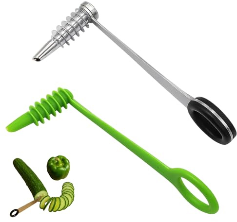 JcvPot Kartoffel Spiralschneider, Spiralschneider Kartoffel, 2 Stück Spiralschneider Set, Ideal Für Kreative Gemüsezubereitung, Salat Dekoration Und Party Snacks, Aus Edelstahl Und Kunststoff