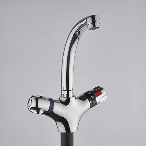 Robinet mitigeur thermostatique pour évier de cuisine – Robinet de salle de bain à température réglable élégant et sûr pour la maison, design anti-brûlure, accessoire moderne de cuisine et de salle de