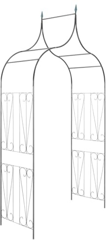 Pergola da giardino con panca per piante rampicanti, 114 x 57 x 210 cm, in ferro nero, arco per rose, per matrimoni ed eventi speciali, perfetta per la decorazione floreale