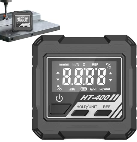 Digitaler Neigungsmesser | LCD-Nivelliergerät – Digitaler Winkelsucher mit Magnetfuß und 4 x 90 Grad Bereich | für Bau, Haus, Maschinen, Sägen, Gehrungen,