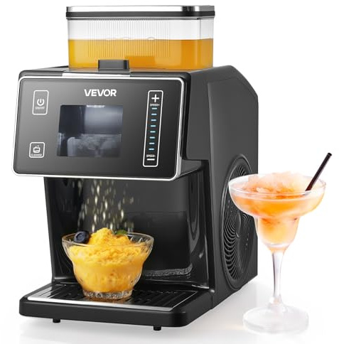 VEVOR Broyeur à Glace Pilée 20 kg/24 h, Machine à Glace Râpée Flocon de Neige, avec Lame en Acier Inoxydable, Réservoir de 0,8 L, Pré-refroidissement Rapide, pour Dessert Boulangerie Café Maison