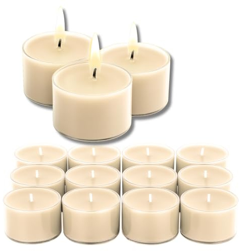 Candelo Juego de 12 velas aromáticas de cera de soja, aroma a vainilla, velas perfumadas en crema, aromas cálidos y dulces, 8 horas de combustión, velas grandes