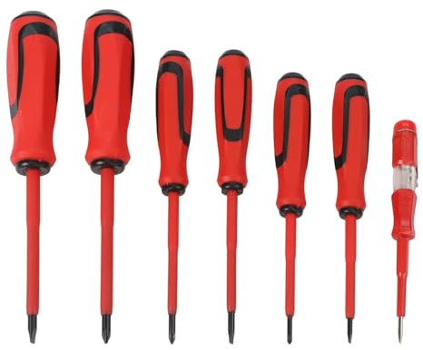 Lot de 7 tournevis isolés avec 3 cruciformes et 3 embouts fendus + crayon de test pour outils de réparation d'électricien