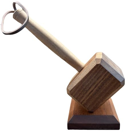 Viking Hammer Bottle Opener, Magnetic Mjolnir Design with Display Stand, Novelty Beer Opener with Leather Strap