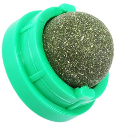 Nexbrill kattmynta boll ätbar kattleksak för tänder rengöring väggmontering design naturliga växtextrakt stimulerar aktiviteten minskar plack fräschar andedräkten 3 cm 1-pack