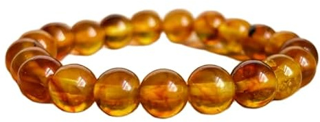 WORLD WIDE GEMS 8 mm naturlig bärnstenssten | rund sten med slät midja | orange sten | energiskt elastiskt armband | helande armband | handgjorda smycken | WW_WOSB_00082, 7 Inch, Ädelsten, Bärnsten