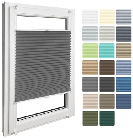 Home-Vision Premium Faltrollo Plissee ohne Bohren mit Klemmfix Lichtdurchlässig Rollo innen (Graphit B80 x H100cm) Easyfix Klemmträger Verdunklung Blickdicht Sonnenschutz Jalousie für Fenster & Tür