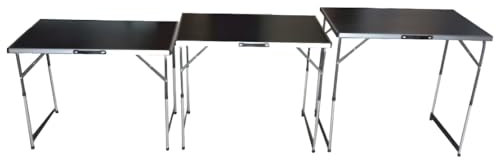 Decoration - Set 3 Tavoli Pieghevoli da Esterno e Interno, Tavolo Misura 100x60 cm con Gambe Regolabili in 4 Altezze, Salvaspazio e Multiuso per Giardino, Pranzo, Cucina, Campeggio, Fiere ed Eventi