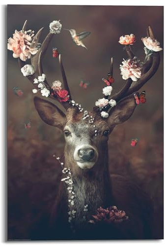 REINDERS Wandbild, Hirsch, Wohnzimmer, Bilder, Wanddeko, Room Decor, MDF, Braun, 90 x 60