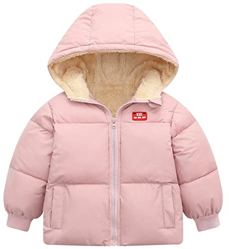 UNICOMIDEA Baby Hooded Puffer Jacket, Fleece Lined Toddler Winter Coat 2-3T