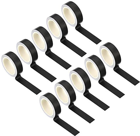 Lot de 10 rouleaux de ruban adhésif de masquage - Couleur unie - 15 mm - 3 m - Noir