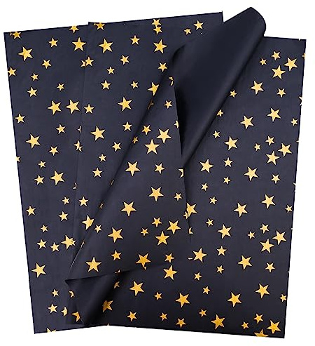 Seidenpapier 30 Blätter, 50cmx75cm Seidenpapier für Verpackung Geschenkpapier für Handwerk, Kunst, Geschenk-Boxen & Taschen (Schwarz, 70X50cm)