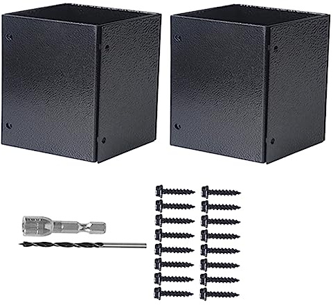 DOITOOL 2 Sets Adjustable Stainless Steel Post Bracket Square Black Post Protector for Deck Railing Lightweight Portable Mailbox Cover
