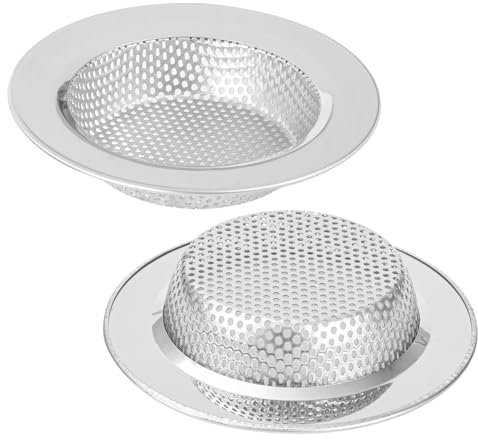2 Piezas Colador Fregadero, Tamiz del Fregadero de Cocina del Acero Inoxidable Sink Plug Filtro de Drenaje de Fregadero, 11 cm x7,5X 2,2 cm