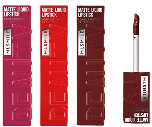 KTouler 3 Colors Matte Liquid Lipstick Set, Velvet Smooth Nude Lip Gloss, Waterproof Moisturizing Long Lasting Highly Pigmented Matte Lip Stain with Gift Box (B)