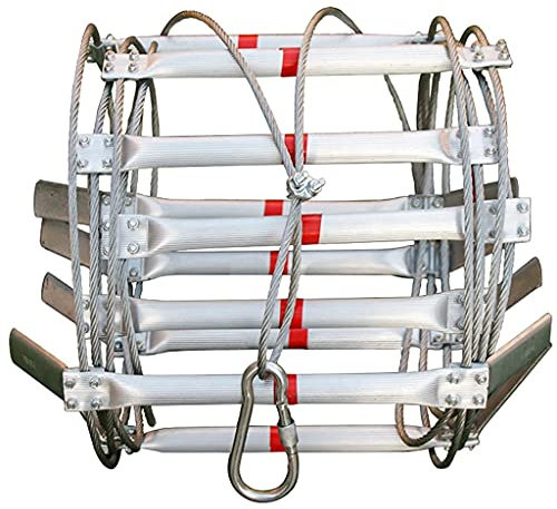 AiQima Échelle de Corde Métallique d'Évacuation d'Urgence à 3 Étages pour Opérations en Haute Altitude - Alliage d'Aluminium Blanc