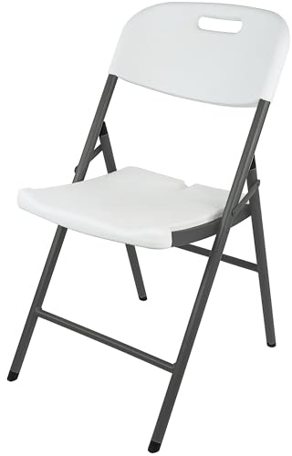Ondis24 Klappstuhl für Camping, Party, Hochzeit, Bankett & Schulungen, HDPE Sitzfläche UV- und witterungsbeständig, Stahlgestell (1, weiß, 50 x 47 x 84 cm)