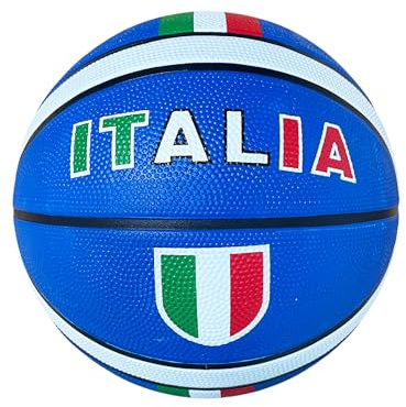 Mikado Sport Basketboll, trefärgad basketboll, för inomhus- och utomhusbruk. Tillverkad av PU. Storlek 7 (Italien blå vit)