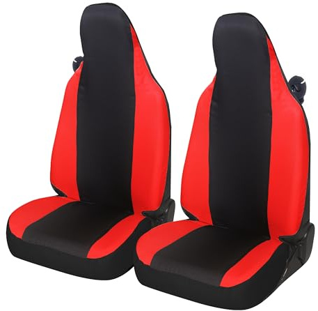 Auto Accessori Lupex Autositzbezüge kompatibel mit Smart fortwo 450 451 und 453 1 2 3 Serie Stoff Polyester (Schwarz-Rot)