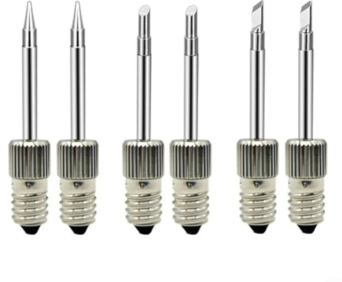 Sileduove Ersatz-Lötkolbenspitzen, Kabellose Akku-Lötkolbenspitze passend, Schnittstelle Akku Lötspitzen Schweißspitzen für USB-Lötspitze E10-Schnittstelle, silberfarben, 6 Stück