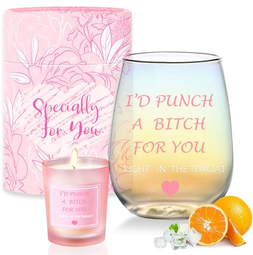 Yalucky Funny Gifts for Women Wine Glasses Birthday Gifts for Women Friendship Funny Valentines Gift for Her Ideas Girlfriend,Bestie,Colleagues Birthday Christmas Galentines Best Friends Gift