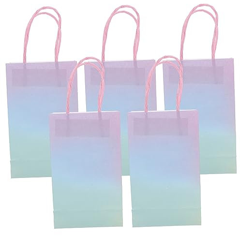 FRCOLOR 5stücke Papiertüten Mit Henkel Geschenktüten Aus Papier Einkaufstüten Für Partygeschenke Mitgebseltüten Reißfest Langlebig