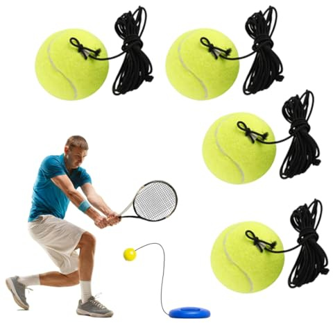 Tennis Training Ball 4pcs Gelb Tennis Rebound Ball mit String für Anfänger -Einzelspieler -Übungsausrüstungsportgeräte