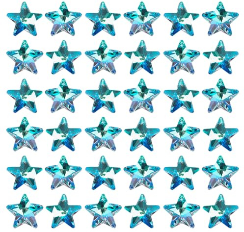 Lot de 50 perles en cristal de verre de 14 mm en forme d'étoile de couleur AB pour colliers breloques attrape-soleil avec trou unique pour bricolage