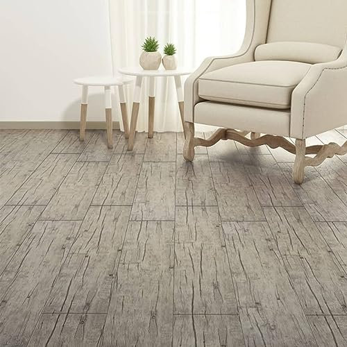 Iiaky PVC-Laminat Nicht Selbstklebend PVC Bodenbelag Laminatboden Bodenfolie Selbstklebend 5,26 m² 2mm Eiche Getüncht