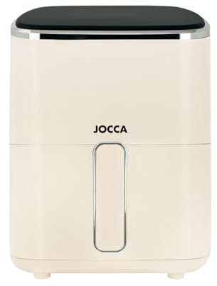 Jocca - Freidora de aire 5 L sin aceite | Pantalla LED táctil | 7 programas automáticos | 1400 W | Temperatura 80–200 °C | Rejilla antiadherente | Color crema