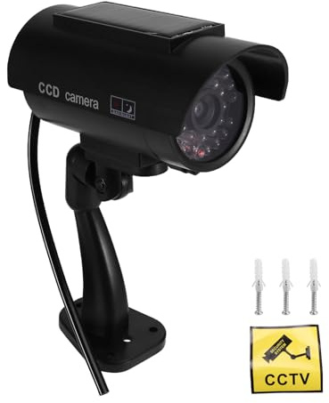 yasoe Caméra Solaire de Simulation de Surveillance Extérieure, Fausse Caméra Factice avec Lumière LED Noire