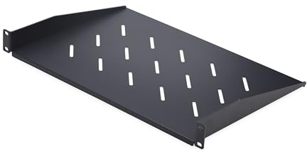 StarTech 1HE Fachboden Belüftet, 12 Zoll Tief, 11,3kg (CABSHELFV1U-12-RACK) | Perforierte Rackablage, Serverschrank, Rackmontage, SPCC Stahl, 31, 5cm