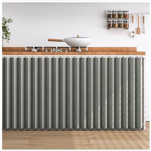 Staubdichter Vorhang für Regale, Staubdichter Vorhang für Regale, Schrank Schatten Vorhang, Schrankvorhänge für Küche mit Gleitschienen für Küche, Schuhschlitze, Schränke, Waschmaschinen(Grau,WxH 90x7