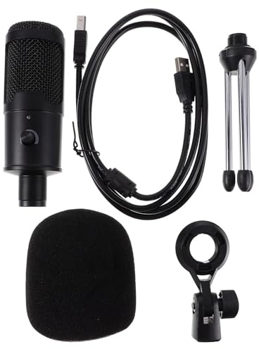 Vaguelly USB Kondensatormikrofon für Videokonferenzen und Computeraufnahmen mit Abs Gehäuse und Stabilem Halterung Geeignet für Bühne und Computer Schwarz SNR 78db Zufälliger Stil