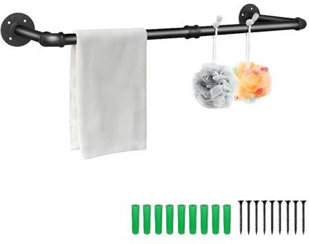 Trintion Kleiderständer Industrierohr Kleiderstange Wandkleiderstange Hängestange Platzsparender Kleiderbügel für Schlafzimmer Flur und Wohnzimmer Schwarz (140cm)