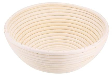 Nikou Cesta a prueba de Banneton de caña sin blanquear hecha a mano, kit para hornear pan de masa, 25 cm, ideal para pan artesanal, cesta a prueba de pan para panaderos caseros