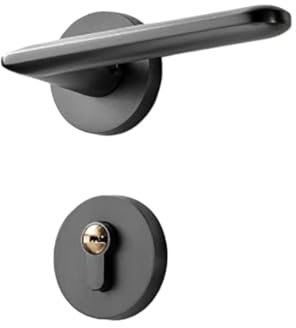 WTKYNULE Serrure de porte nordique serrure de porte de chambre intérieure serrure magnétique silencieuse serrure de porte en bois fendue simple poignée de porte noire(Sub-black)