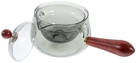 Warmhm Glas Mit Seitlichem Griff Drehdesign Aus Borosilikatglas Und Holz Gefertigt Für Chinesischen Teezubereitung Geeignet Für Grünen Tee Kräutertee Und Heiltee