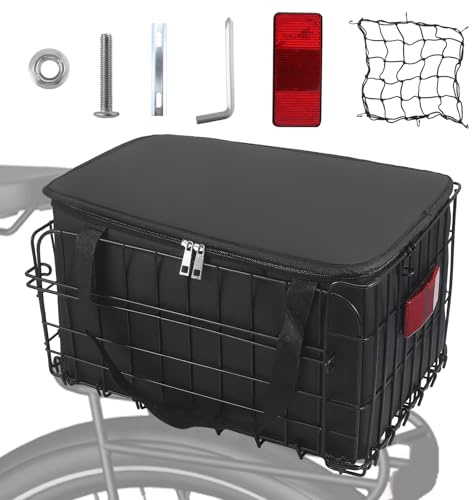 Cesta trasera para bicicleta, plegable, de metal, con bolsa de transporte impermeable extraíble, accesorios para bicicleta, cesta para transportar perros, mascotas para bicicleta eléctrica, bicicleta